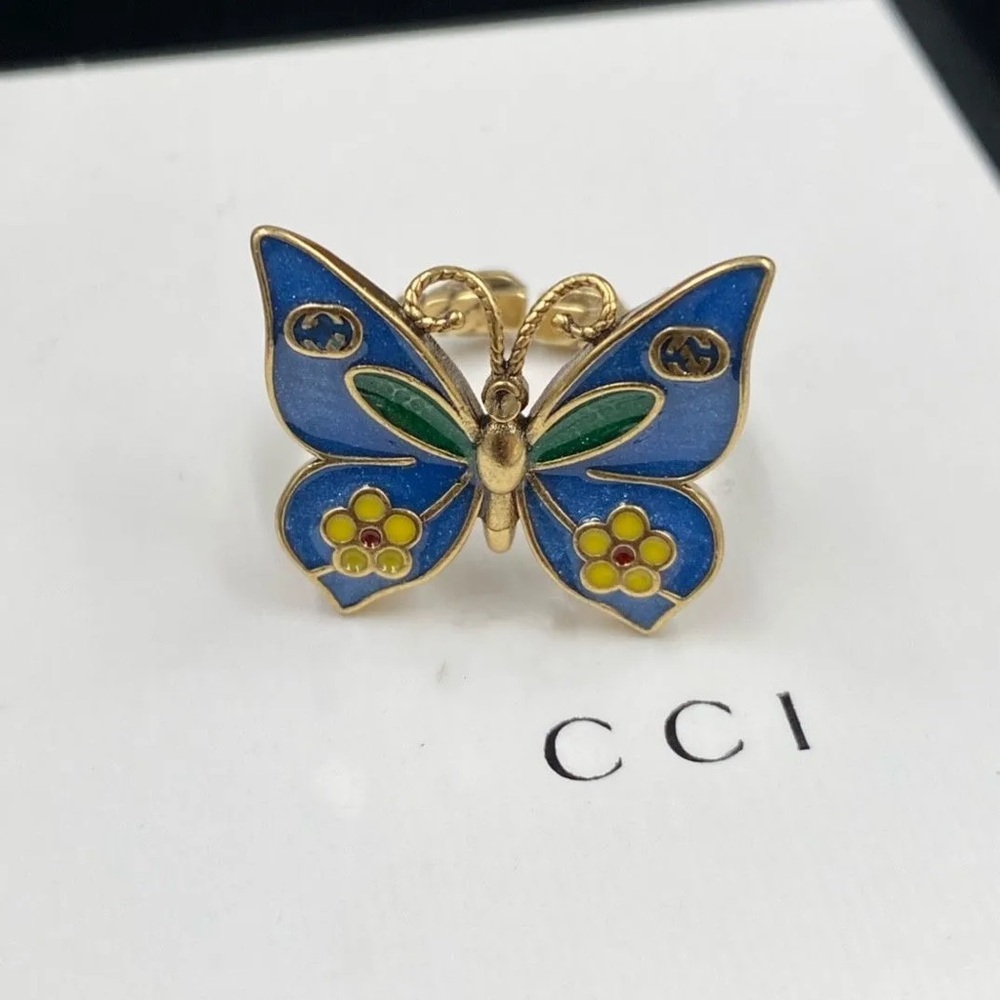 GUCCI GG Blue Butterfly Charm Pendant💓